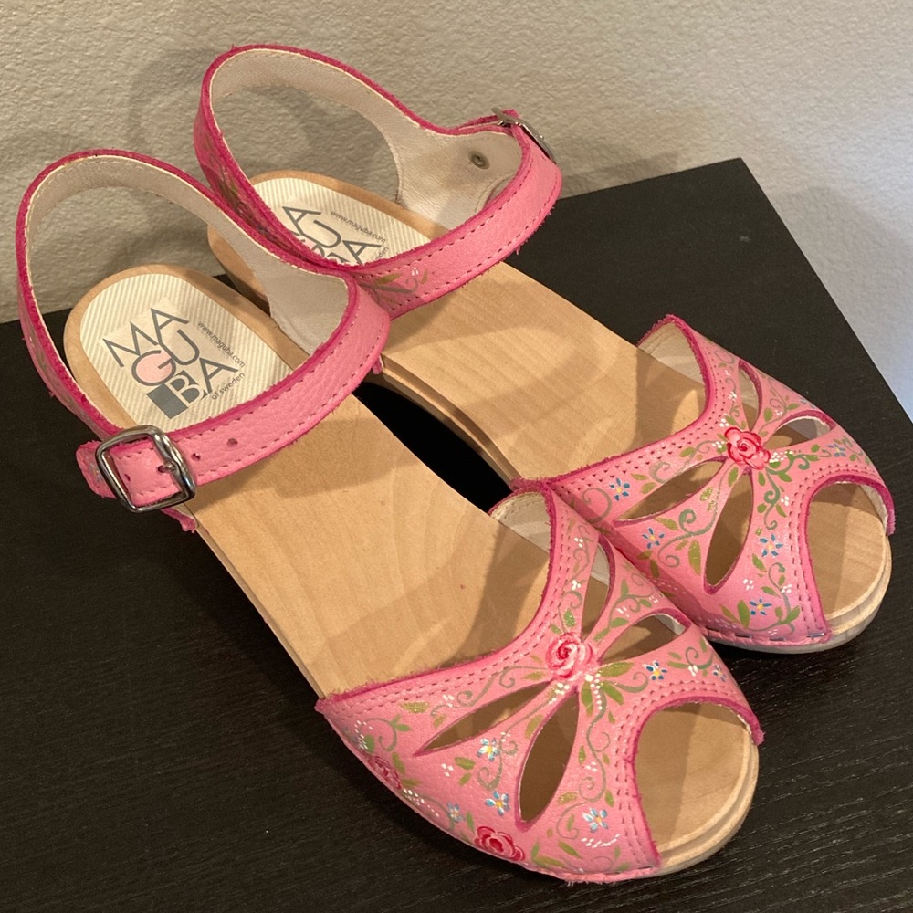 Hand painted Maguba wooden clog sandals